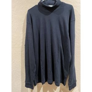 Orvis Shirt Mens Large Black Turtleneck Cotton Long Sleeve